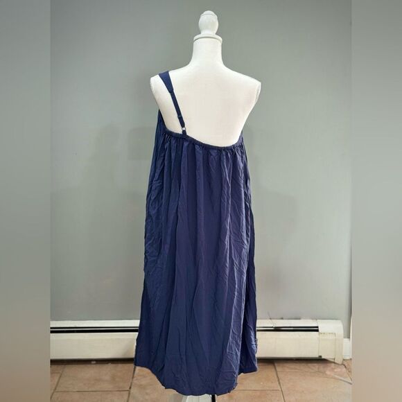 Navy Blue Old Navy One-Shoulder Drapey Dress Size M EUC - Picture 2 of 3